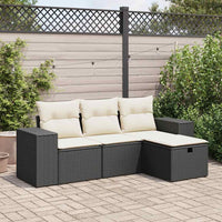 Thumbnail for 4-tlg. Garten-Sofagarnitur mit Kissen Schwarz Poly Rattan