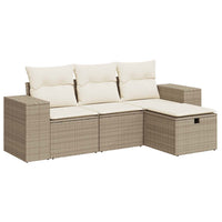 Thumbnail for 4-tlg. Garten-Sofagarnitur mit Kissen Beige Poly Rattan