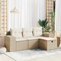 Thumbnail for 4-tlg. Garten-Sofagarnitur mit Kissen Beige Poly Rattan