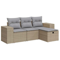Thumbnail for 4-tlg. Garten-Sofagarnitur mit Kissen Beige Poly Rattan
