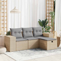 Thumbnail for 4-tlg. Garten-Sofagarnitur mit Kissen Beige Poly Rattan