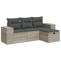 Thumbnail for 4-tlg. Garten-Sofagarnitur mit Kissen Hellgrau Poly Rattan