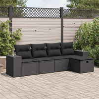 Thumbnail for 5-tlg. Garten-Sofagarnitur mit Kissen Schwarz Poly Rattan