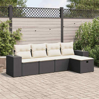 Thumbnail for 5-tlg. Garten-Sofagarnitur mit Kissen Schwarz Poly Rattan