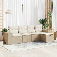 Thumbnail for 5-tlg. Garten-Sofagarnitur mit Kissen Beige Poly Rattan