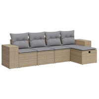 Thumbnail for 5-tlg. Garten-Sofagarnitur mit Kissen Beige Poly Rattan