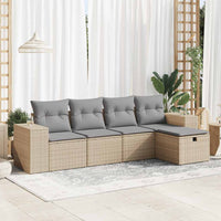 Thumbnail for 5-tlg. Garten-Sofagarnitur mit Kissen Beige Poly Rattan