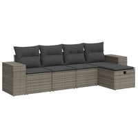 Thumbnail for 5-tlg. Garten-Sofagarnitur mit Kissen Grau Poly Rattan