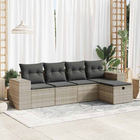 Thumbnail for 5-tlg. Garten-Sofagarnitur mit Kissen Hellgrau Poly Rattan