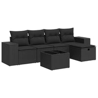 Thumbnail for 6-tlg. Garten-Sofagarnitur mit Kissen Schwarz Poly Rattan