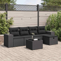 Thumbnail for 6-tlg. Garten-Sofagarnitur mit Kissen Schwarz Poly Rattan
