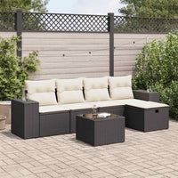 Thumbnail for 6-tlg. Garten-Sofagarnitur mit Kissen Schwarz Poly Rattan