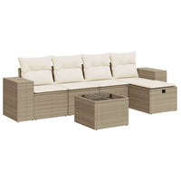 Thumbnail for 6-tlg. Garten-Sofagarnitur mit Kissen Beige Poly Rattan