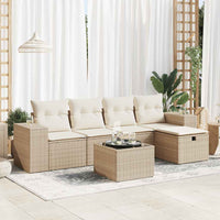 Thumbnail for 6-tlg. Garten-Sofagarnitur mit Kissen Beige Poly Rattan