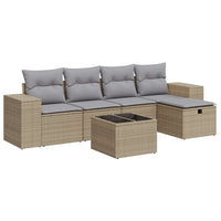 Thumbnail for 6-tlg. Garten-Sofagarnitur mit Kissen Beige Poly Rattan