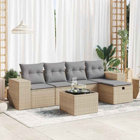 Thumbnail for 6-tlg. Garten-Sofagarnitur mit Kissen Beige Poly Rattan
