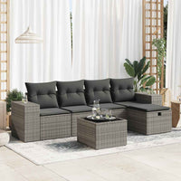 Thumbnail for 6-tlg. Garten-Sofagarnitur mit Kissen Grau Poly Rattan