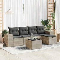 Thumbnail for 6-tlg. Garten-Sofagarnitur mit Kissen Hellgrau Poly Rattan