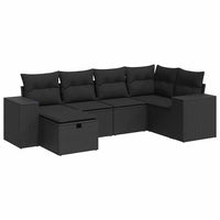 Thumbnail for 6-tlg. Garten-Sofagarnitur mit Kissen Schwarz Poly Rattan