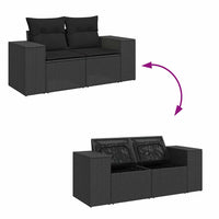 Thumbnail for 6-tlg. Garten-Sofagarnitur mit Kissen Schwarz Poly Rattan