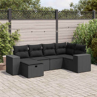 Thumbnail for 6-tlg. Garten-Sofagarnitur mit Kissen Schwarz Poly Rattan