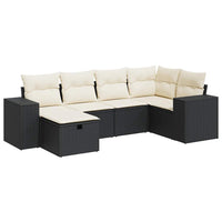 Thumbnail for 6-tlg. Garten-Sofagarnitur mit Kissen Schwarz Poly Rattan