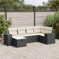 Thumbnail for 6-tlg. Garten-Sofagarnitur mit Kissen Schwarz Poly Rattan