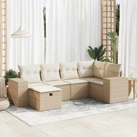 Thumbnail for 6-tlg. Garten-Sofagarnitur mit Kissen Beige Poly Rattan