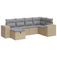 Thumbnail for 6-tlg. Garten-Sofagarnitur mit Kissen Beige Poly Rattan