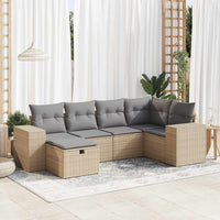 Thumbnail for 6-tlg. Garten-Sofagarnitur mit Kissen Beige Poly Rattan