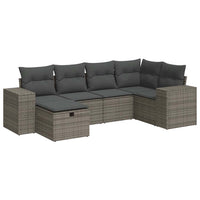 Thumbnail for 6-tlg. Garten-Sofagarnitur mit Kissen Grau Poly Rattan