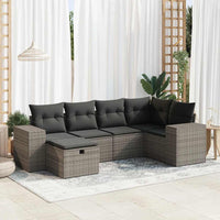 Thumbnail for 6-tlg. Garten-Sofagarnitur mit Kissen Grau Poly Rattan