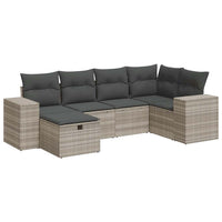 Thumbnail for 6-tlg. Garten-Sofagarnitur mit Kissen Hellgrau Poly Rattan