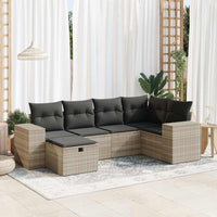 Thumbnail for 6-tlg. Garten-Sofagarnitur mit Kissen Hellgrau Poly Rattan