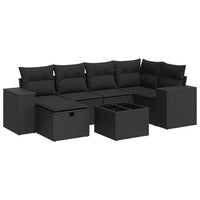 Thumbnail for 7-tlg. Garten-Sofagarnitur mit Kissen Schwarz Poly Rattan