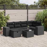 Thumbnail for 7-tlg. Garten-Sofagarnitur mit Kissen Schwarz Poly Rattan