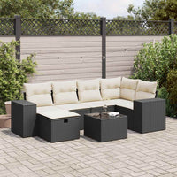 Thumbnail for 7-tlg. Garten-Sofagarnitur mit Kissen Schwarz Poly Rattan