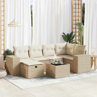 Thumbnail for 7-tlg. Garten-Sofagarnitur mit Kissen Beige Poly Rattan