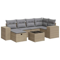 Thumbnail for 7-tlg. Garten-Sofagarnitur mit Kissen Beige Poly Rattan