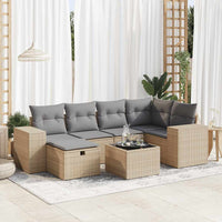 Thumbnail for 7-tlg. Garten-Sofagarnitur mit Kissen Beige Poly Rattan