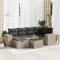 Thumbnail for 7-tlg. Garten-Sofagarnitur mit Kissen Hellgrau Poly Rattan