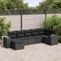Thumbnail for 7-tlg. Garten-Sofagarnitur mit Kissen Schwarz Poly Rattan