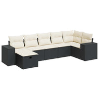 Thumbnail for 7-tlg. Garten-Sofagarnitur mit Kissen Schwarz Poly Rattan