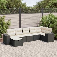 Thumbnail for 7-tlg. Garten-Sofagarnitur mit Kissen Schwarz Poly Rattan