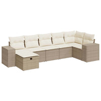 Thumbnail for 7-tlg. Garten-Sofagarnitur mit Kissen Beige Poly Rattan