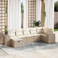 Thumbnail for 7-tlg. Garten-Sofagarnitur mit Kissen Beige Poly Rattan