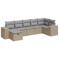 Thumbnail for 7-tlg. Garten-Sofagarnitur mit Kissen Beige Poly Rattan