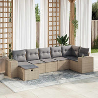 Thumbnail for 7-tlg. Garten-Sofagarnitur mit Kissen Beige Poly Rattan