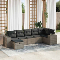 Thumbnail for 7-tlg. Garten-Sofagarnitur mit Kissen Grau Poly Rattan