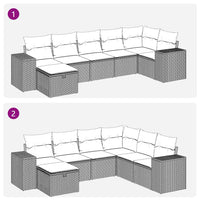 Thumbnail for 7-tlg. Garten-Sofagarnitur mit Kissen Hellgrau Poly Rattan